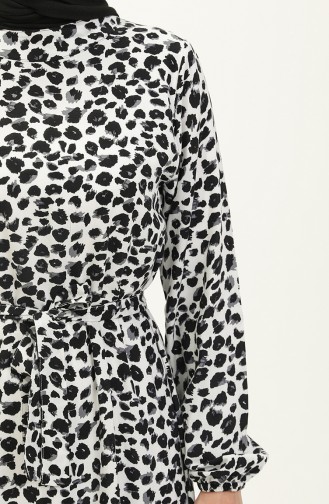 Leopard bedrucktes Viskosekleid 0115-01 Schwarz Weiß 0115-01