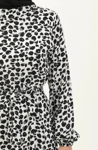 Robe Viscose Motif Léopard 0115-01 Noir Blanc 0115-01