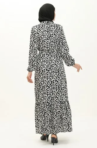 Robe Viscose Motif Léopard 0115-01 Noir Blanc 0115-01
