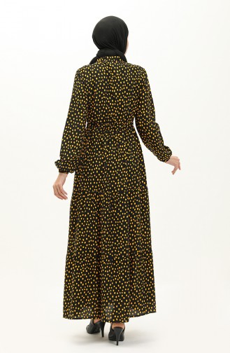 Polka Dot Cotton Dress 0116-03 Black Yellow 0116-03