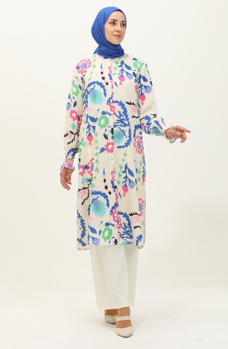 Patterned Tunic 4433-01 Ecru Saxe 4433-01