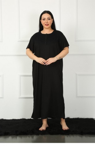 Akbeniz Big Dantelli Kısa Kol Siyah Anne Gecelik 1348