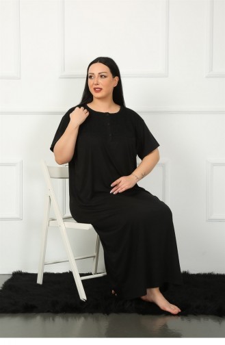 Akbeniz Big Dantelli Kısa Kol Siyah Anne Gecelik 1348