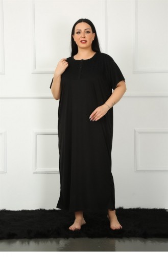 Akbeniz Big Dantelli Kısa Kol Siyah Anne Gecelik 1348