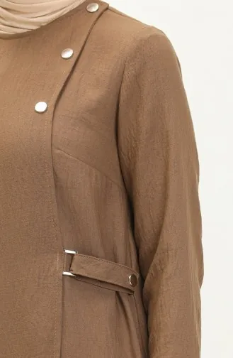 Vivezza Linen Knitted Aerobin Abaya 6977 04 Brown 3166