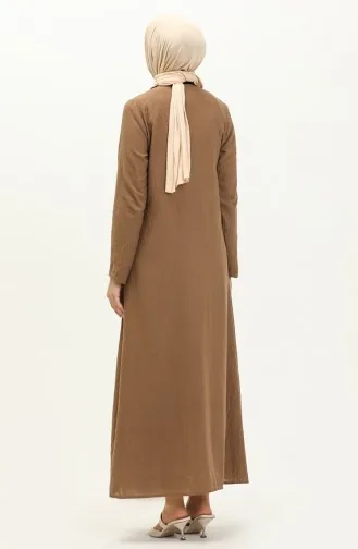 Vivezza Linen Knitted Aerobin Abaya 6977 04 Brown 3166