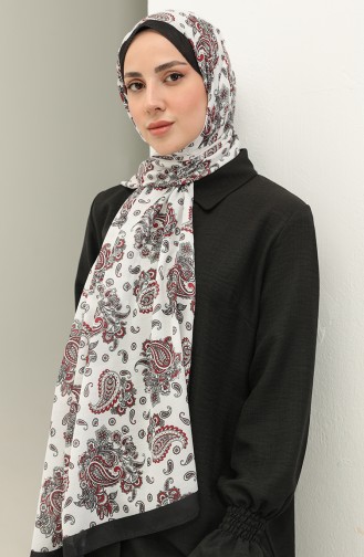 Minelli Soft Shawl 1434-15 white Claret Red 1434-15