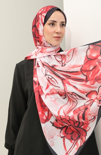 Minelli Crepe Shawl 1435-04 Red Black 1435-04