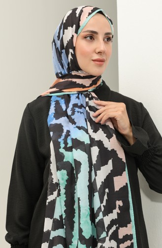 Minelli Soft Shawl 1537-03 Mint Green Black 1537-03