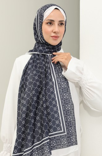 Minelli Soft Şal 1574-06 Lacivert Beyaz