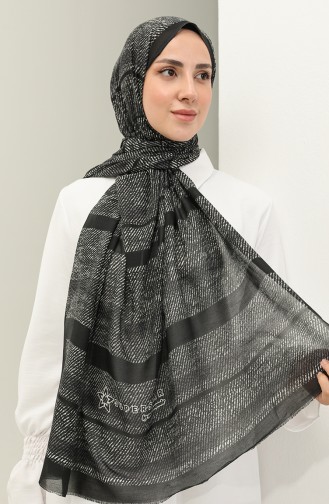 Châle en Coton à Motifs 2021-01 Noir Gris 2021-01
