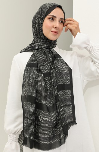Châle en Coton à Motifs 2021-01 Noir Gris 2021-01