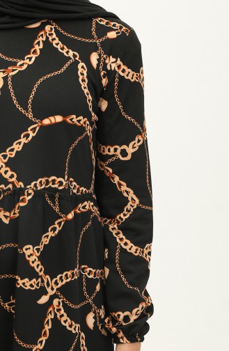 Chain Pattern Dress 1707-01 Black 1707-01