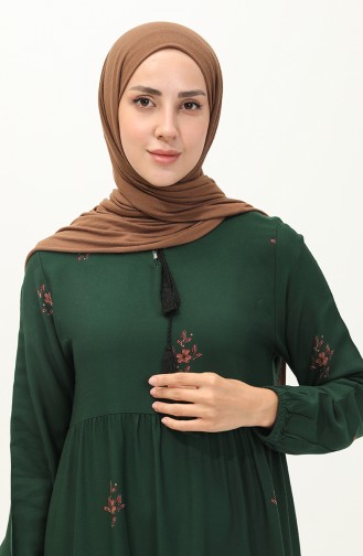 Robe en Viscose à Motifs 4083-10 Vert Emeraude 4083-10