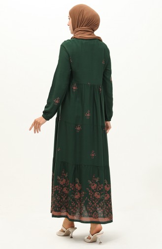 Robe en Viscose à Motifs 4083-10 Vert Emeraude 4083-10