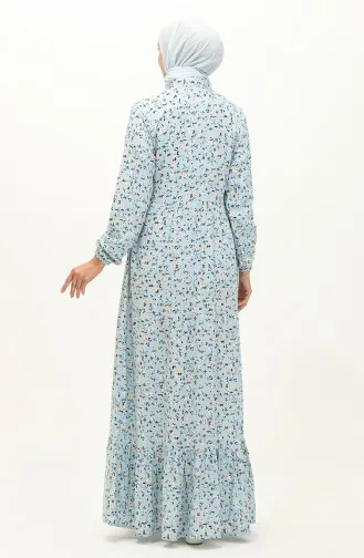 Floral gemustertes Viskosekleid 0118-01 Mintblau 0118-01