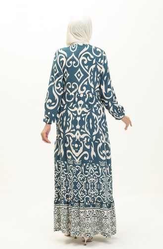 Cotton Patterned Dress 0122-01 Petrol 0122-01