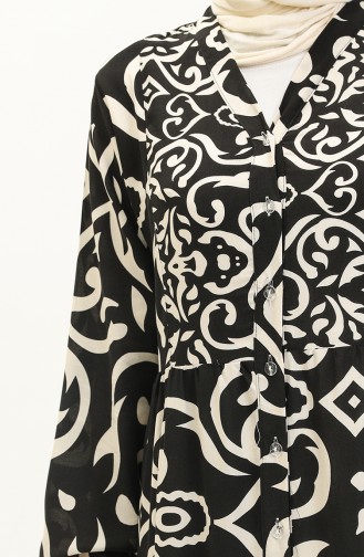 Robe à Motifs en Coton 0122-02 Noir 0122-02