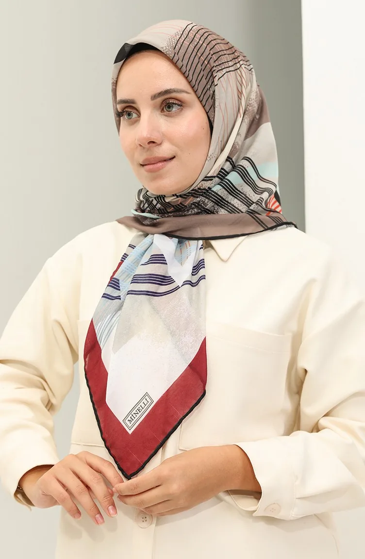 إيشارب سوفت منقوش 1263-03 بيج أحمر غامق 1263-03