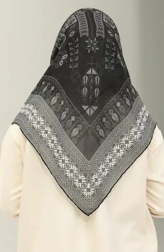 إيشارب كريب منقوش 1521-02 أسود رمادي 1521-02