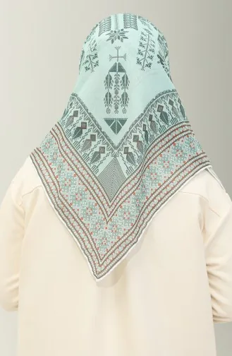 إيشارب كريب منقوش 1521-06 أخضر مائي برتقالي 1521-06