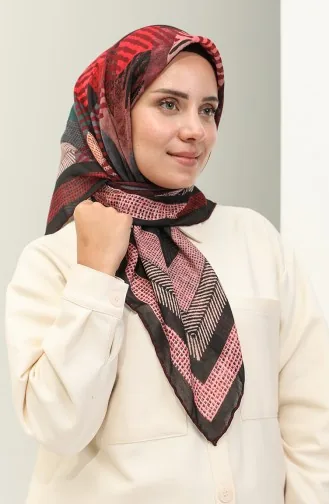 إيشارب كريب منقوش 1535-01 أحمر أخضر زمردي 1535-01