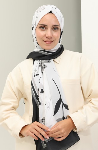 Minelli Crepe Shawl 1578-01 white Black 1578-01