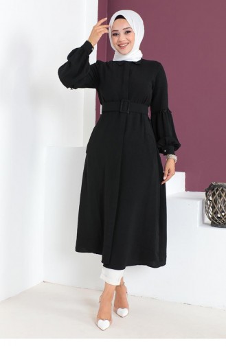 Bestickte Hijab-Tunika Schwarz 0058MP.SYH