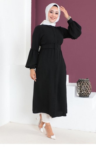 Bestickte Hijab-Tunika Schwarz 0058MP.SYH