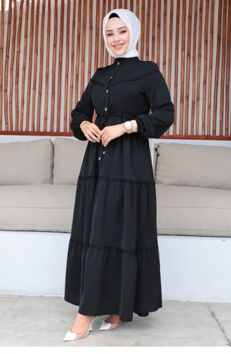 Schwarz Hijab Kleider 10068SGS.SYH