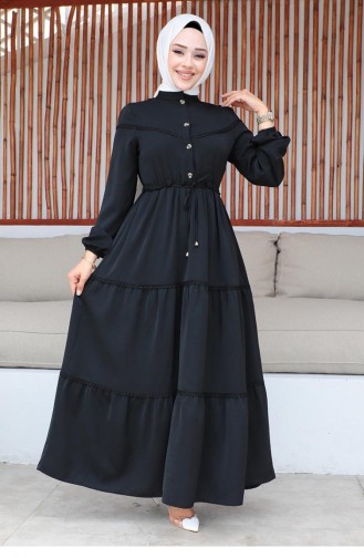 Schwarz Hijab Kleider 10068SGS.SYH
