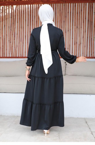 Schwarz Hijab Kleider 10068SGS.SYH