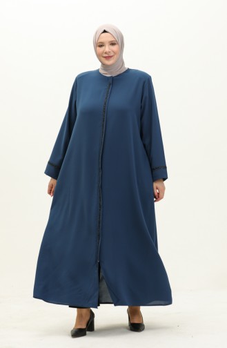 Abaya mit Steindruck in Übergröße 5055-07 Indigo 5055-07