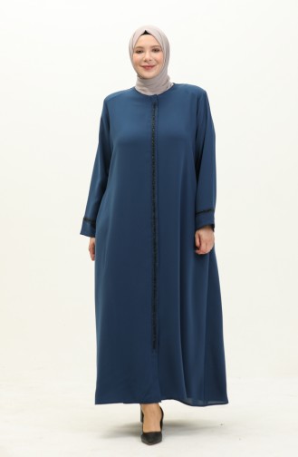 Abaya mit Steindruck in Übergröße 5055-07 Indigo 5055-07