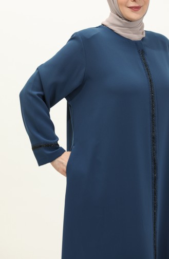 Abaya mit Steindruck in Übergröße 5055-07 Indigo 5055-07