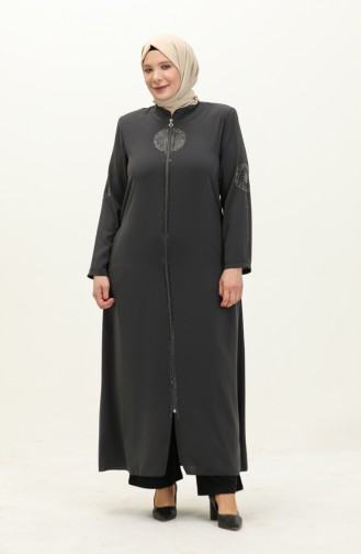 Abaya mit Steindruck in Übergröße 5960-07 Anthrazit 5960-07