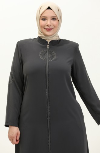 Abaya mit Steindruck in Übergröße 5960-07 Anthrazit 5960-07