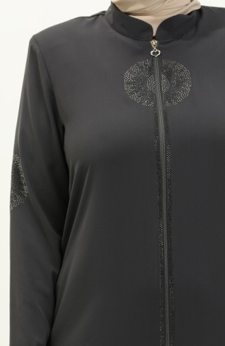 Abaya mit Steindruck in Übergröße 5960-07 Anthrazit 5960-07