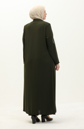 Übergröße Stein gedruckt Abaya 5960-08 Khaki Grün 5960-08