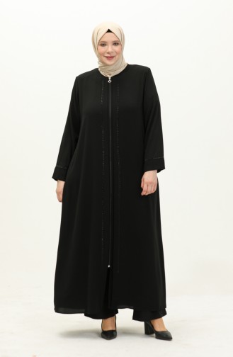 Abaya in Übergröße aus Stein 4005-04 Schwarz 4005-04