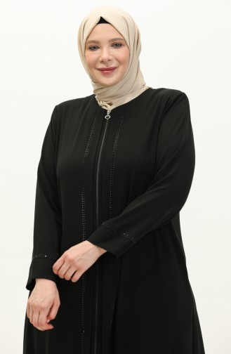 Abaya in Übergröße aus Stein 4005-04 Schwarz 4005-04