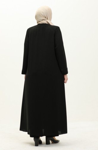 Abaya in Übergröße aus Stein 4005-04 Schwarz 4005-04