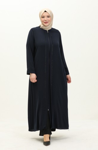 Plus Size Stone Abaya 4005-07 Navy Blue 4005-07