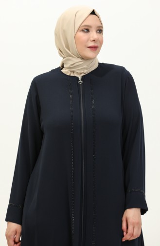 Plus Size Stone Abaya 4005-07 Navy Blue 4005-07