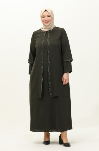 Robe de Soirée Grande Taille 6078-02 Khaki 6078-02