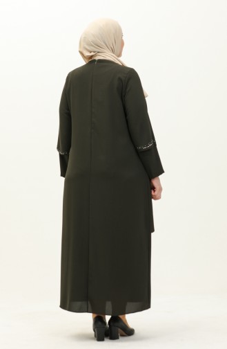 Abendkleid mit Steindruck in Übergröße 6078-02 Khaki 6078-02