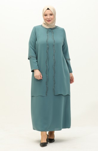 Robe de Soirée Grande Taille 6078-04 Vert Noisette  6078-04