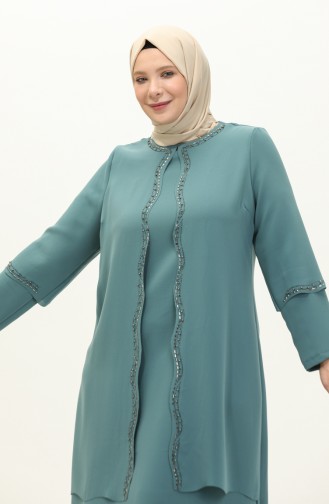 Robe de Soirée Grande Taille 6078-04 Vert Noisette  6078-04