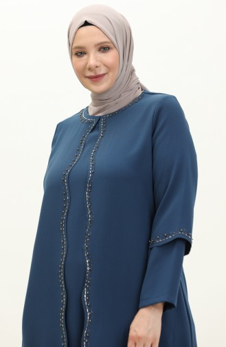 Abendkleid mit Steindruck in Übergröße 6078-05 Indigo 6078-05