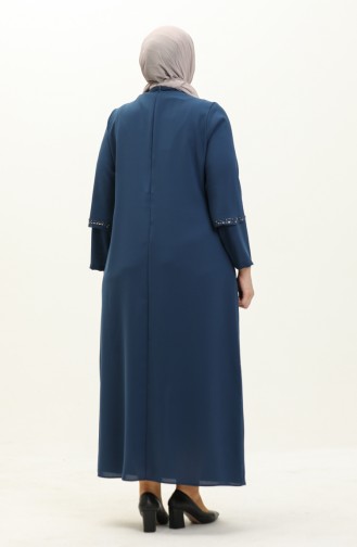 Abendkleid mit Steindruck in Übergröße 6078-05 Indigo 6078-05